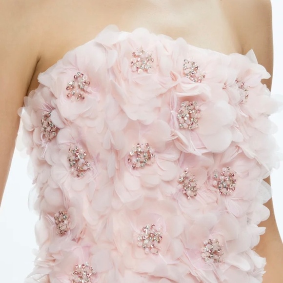 Alice and Olivia, Strapless Pink Dress with Flowers, Size 0, BRAND NEW - Picture 4 of 7